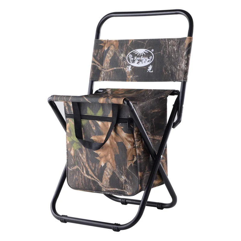

Foldable Camping Chair with Cooler Bag Compact Fishing Stool Lightweight Folding Chair Cooler Bag with Back Rest Hiking Tourism