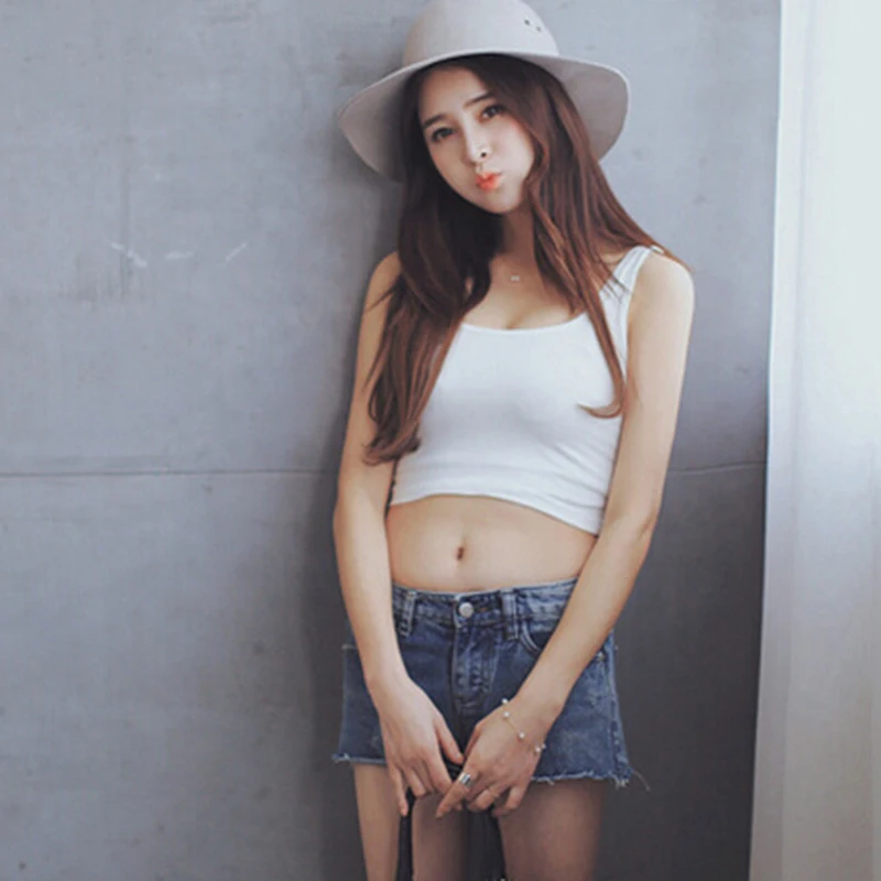 Женский короткий топ без рукавов однотонный Повседневный Топ для фитнеса |