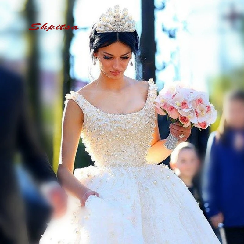 Luxury Ball Gown Wedding Dresses Plus Size Pearls Tulle Women Princess Weeding Weding Gowns Bridal Bride | Свадьбы и торжества