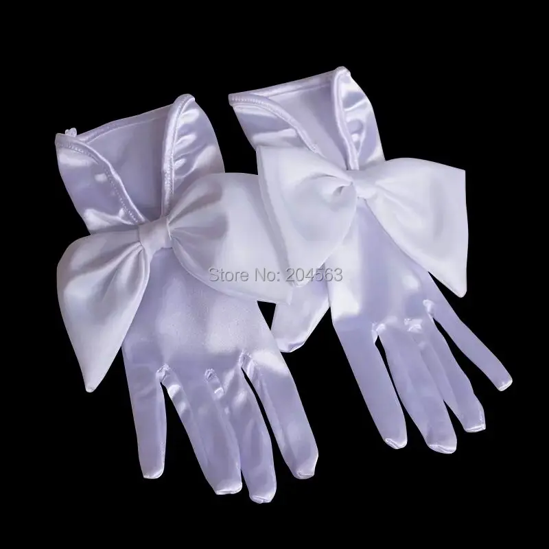 Романтические атласные свадебные перчатки с бантом короткие свадебные перчатки свадебные аксессуары