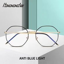Iboode полигоновые металлические оправы для очков для мужчин и женщин, винтажные Ретро Оптические очки для глаз, анти-синий светильник, прозрачные оправы для очков