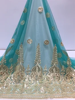 

Hot sale african french tulle net lace fabric african lace fabric with sequins 5yards nigerian lace fabric for dress FCL1883