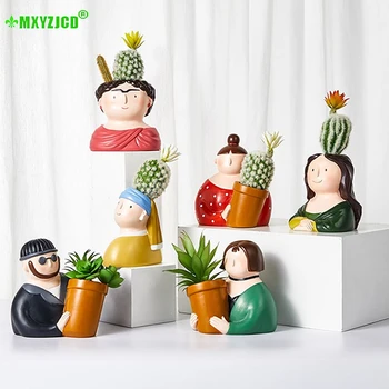 

Resin Flower Pot Artist Decoration Succulent Plant Pot Cartoon Character Sculpture Crafts Home Decoration Accessories