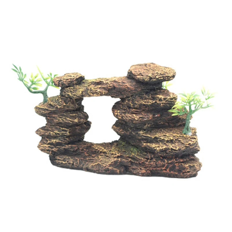 

Камень для аквариума с видом на гору, украшение из смолы, каменная пещера из Мохового дерева, искусственное украшение для аквариума