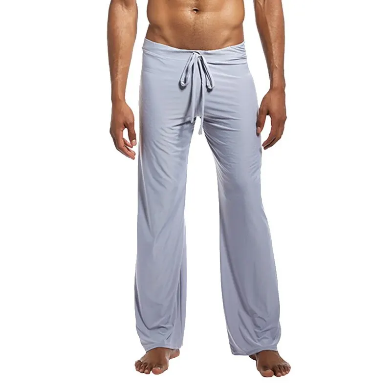 Gray Мужские штаны для йоги, свободные штаны, 5XL, тайские штаны для рыбалки, джоггеры, одноцветные, на шнуровке, с карманами, повседневные штаны, винтажные мужские - Цвет: Gray