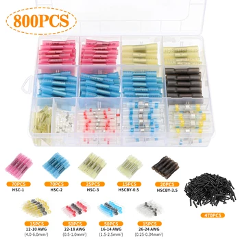 

50/145/800pcs Heat Shrink Butt Connector electricos Waterproof Solder Seal Wire Connector Heat Shrink Wire Crimp Terminal Splice