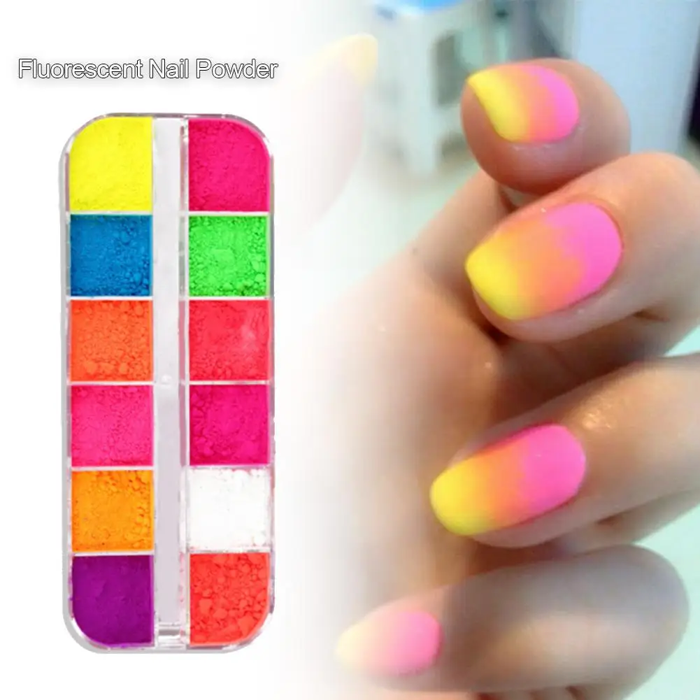 1pcs Rainbow Pure Color Nail Glitter Powder Fluorescent Neon Phosphor Effect Dust Art Pigment Party Decoration | Красота и здоровье