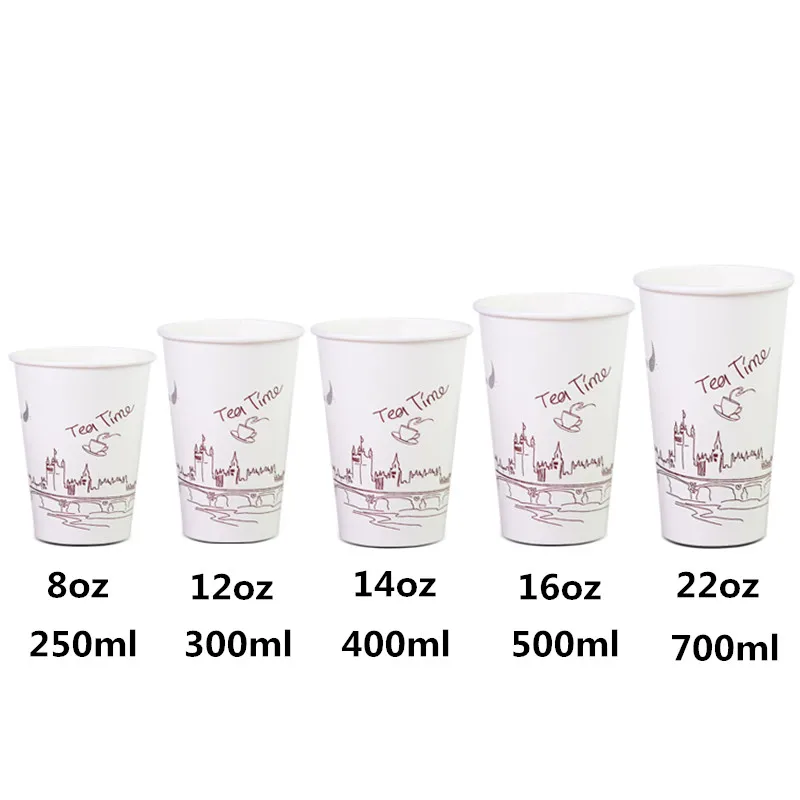 50pcs Creative disposable thick milk tea cup party favor double coated coffee paper cup cold and hot drink packaging cups