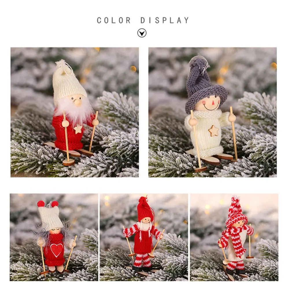 Christmas Decorations Creative Christmas Decorations Wooden Ski Dolls Dolls Christmas Tree Pendant Mini Dolls