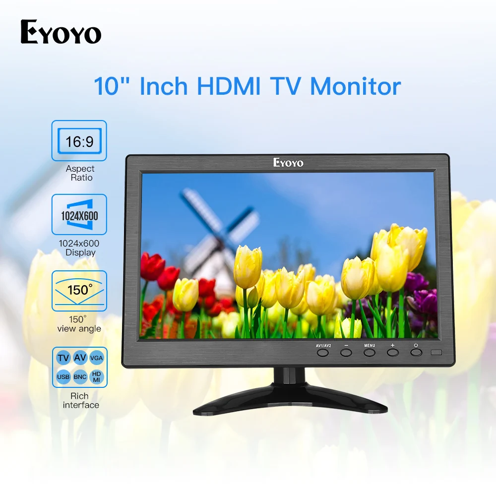

Eyoyo EM10V 10" 1024x600 LCD Computer TV Display Security Surveillance System Screen hdmi lcd monitor with HDMI VGA Video Audio