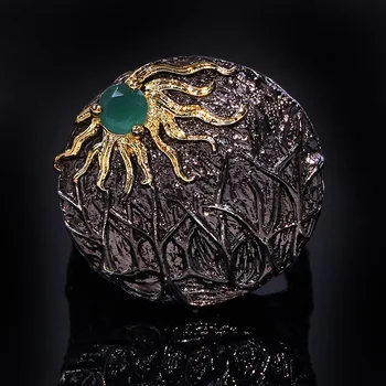 

NPKDS Retro New Sun Flower Shaped Zircon Ring Fashion Luxury High Quality Engagement Women Wedding Jewelry Gift Party ring