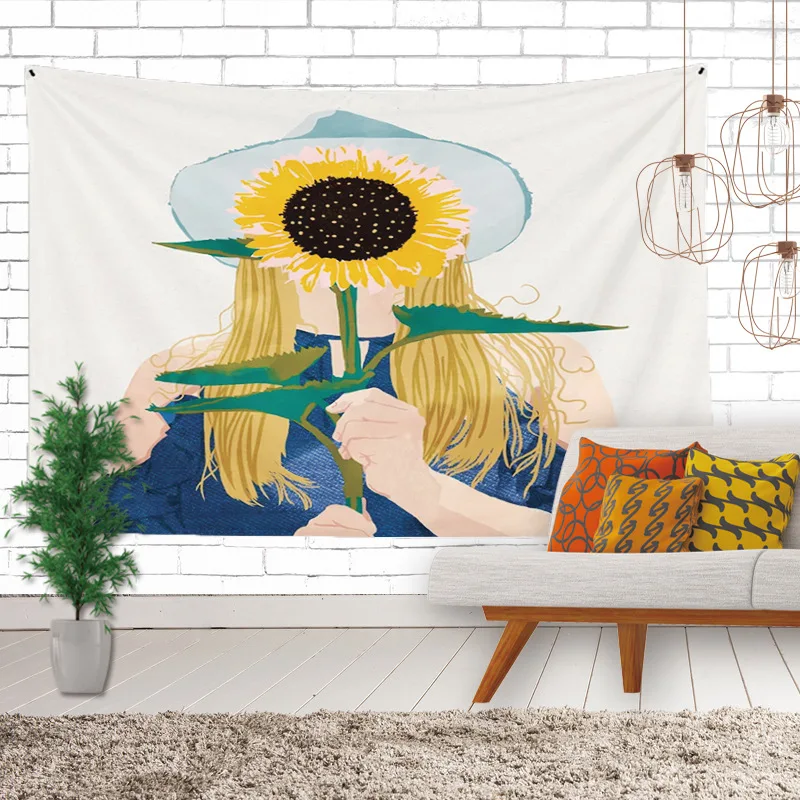 Cartoon Background Cloth INS Hanging Cloth Cartoon GIRL'S Online Celebrity Room Decorative MORI Series Tapestry Dormitory Rental