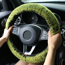 Plush-bla Plush Steering Wheel Cover for Men-Fuzzy Steering Covers Keep Warm Universal Size