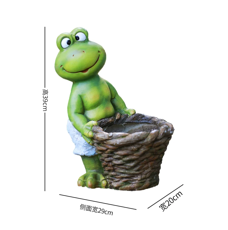 A Mr Frog, держащая корзину цветочных горшков, статуя, открытый сад, Декоративная скульптура животного для домашнего стола, садовый декор, украшение - Цвет: A