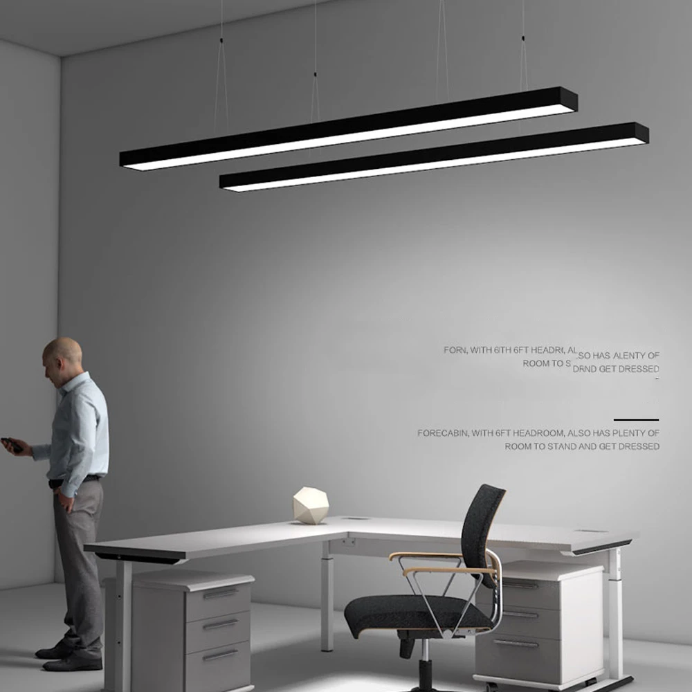 Lámpara LED rectangular para oficina, lámpara colgante de techo de alambre y moderna, comercial, superbrillante, colgantes| AliExpress