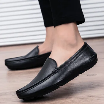 

Fashion leather men shoes casual breathable loafers leather men's flats driving shoes men casual slip-on waterproof shoes