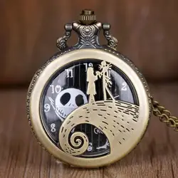 Fashion Design Christmas Quartz Pocket Watch Antique Bronze Men Women Pendant Necklace Clock Gifts Fob Watch