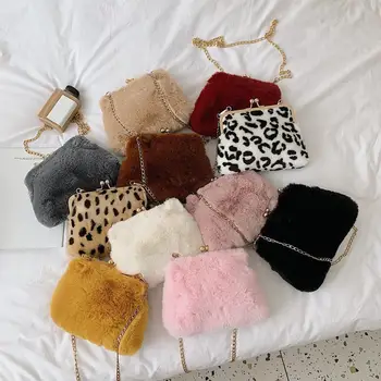 

Women Solid Color Crossbody Bags Plush Clip Buckle Autumn Shoulder Clutch Purses Youth Ladies Simple Versatile Bag