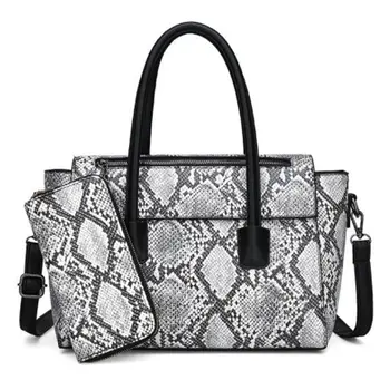 

2020 Brand women handbag two-piece set snake print large handbag high quality leather ladies shoulder crossbody bag women tote