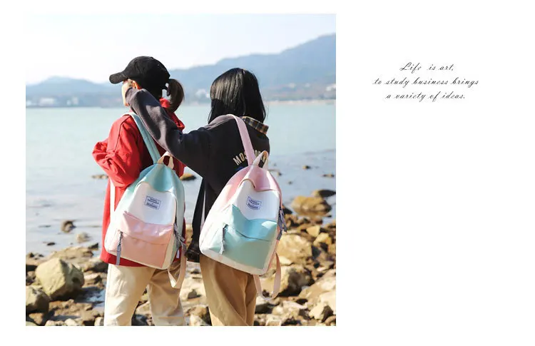 New Arrival Nylon Waterproof Backpack Large Capacity Fangyuan Two-Fashion Stitching Color Outdoor Students
