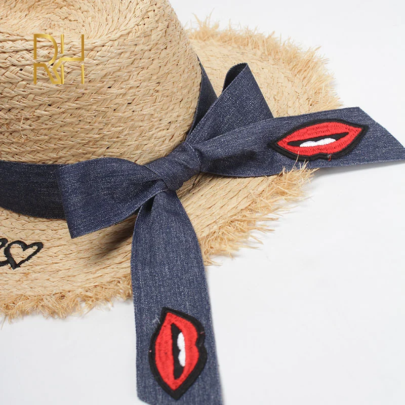 RH Женская Летняя Пляжная Шляпа Fedora из натурального рафии, Панама, соломенная шляпа с бахромой