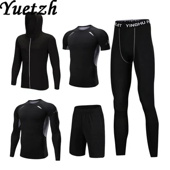 

New Men sportswear tracksuit mens sports suits Russian tracking sport runnning suit fitness climb hiking quick dry suit wear set