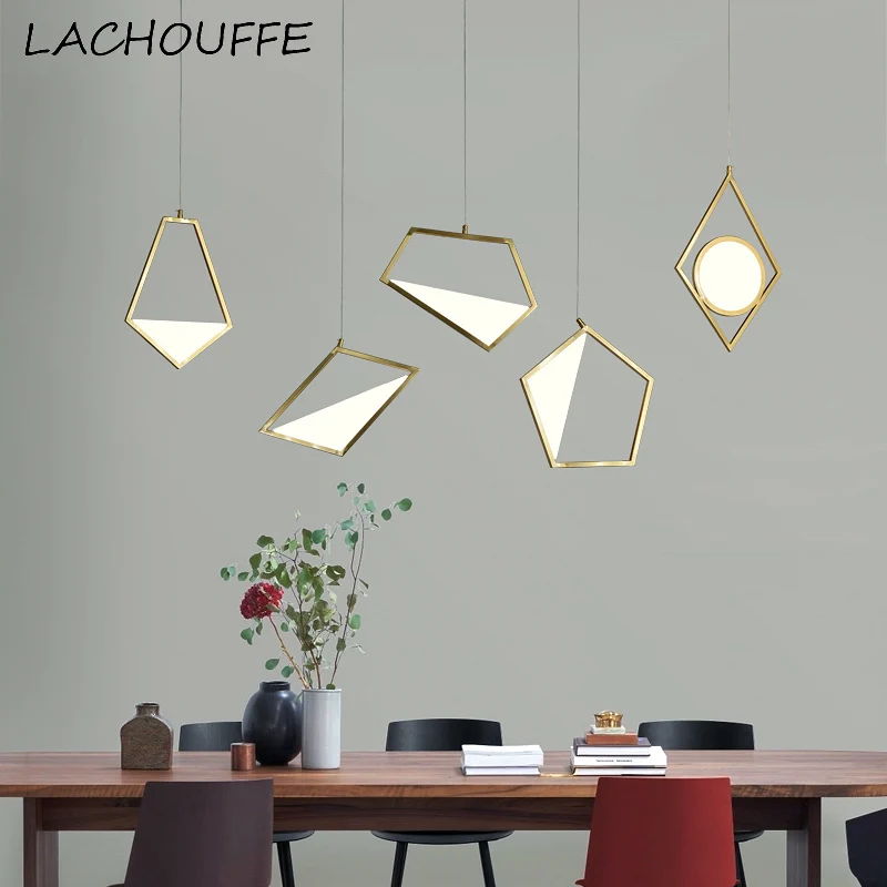 

Nordic Creative Geometric Pendant Light Modern Minimalism Led Iron Hanging Lamp for Bedroom Restaurant Hotel Art Decor Luminaire