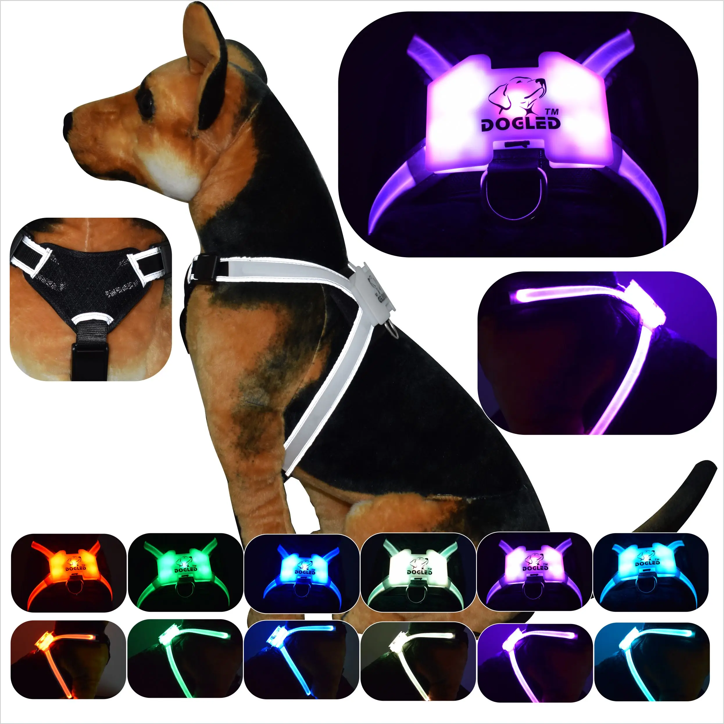 

LED Flashlight Dog Cat Collar Glowing Pendant Night Safety Pet Leads Necklace Luminous Bright Decoration Collars For Dogs
