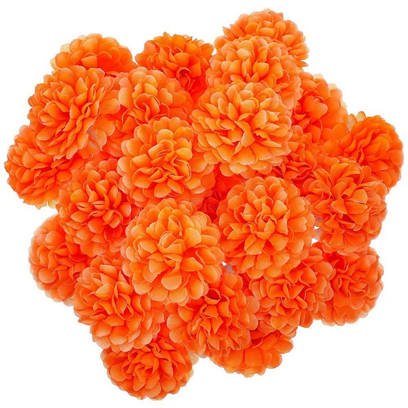 50 Pieces Marigold Flowers Orange Flowers Marigold Flower Decorations