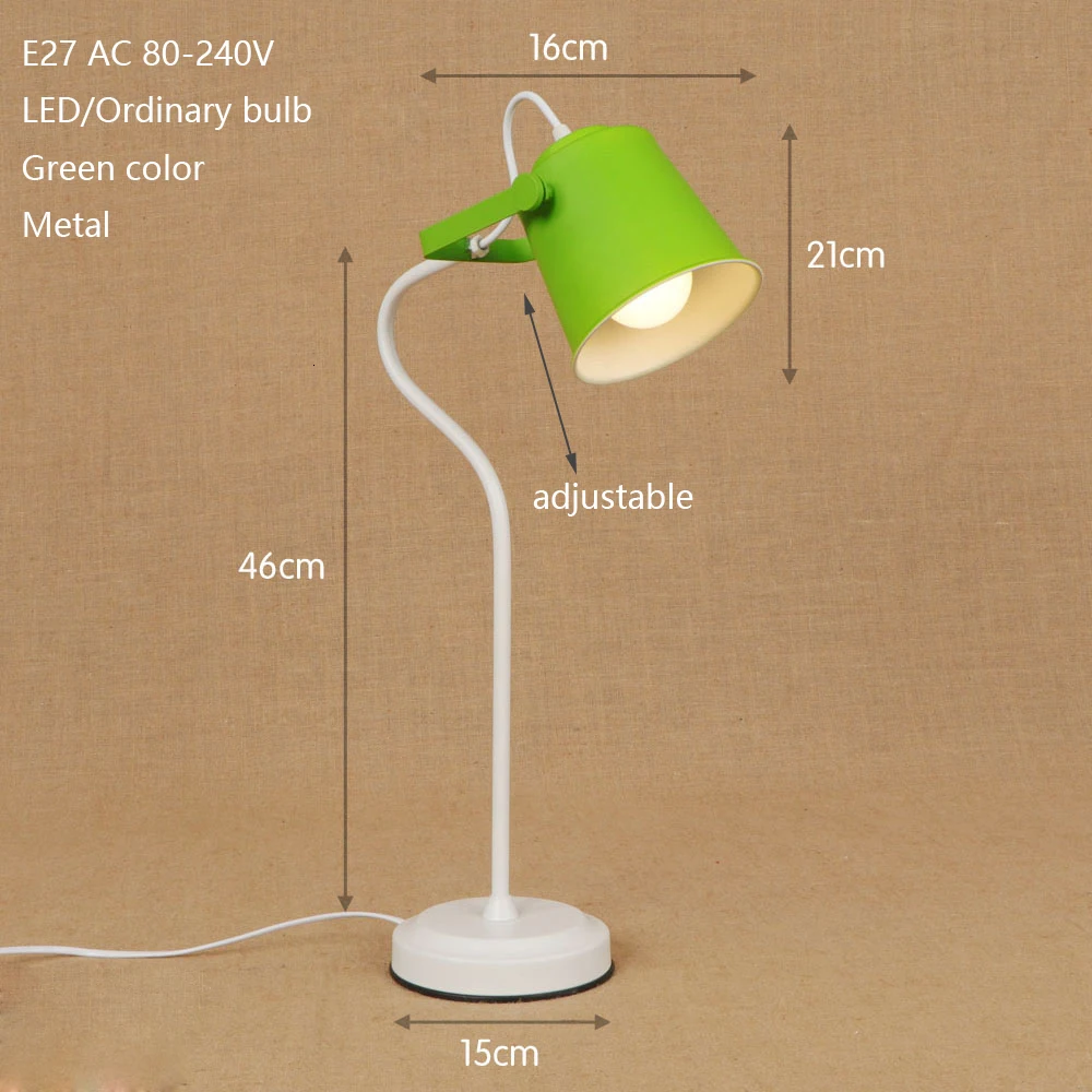 Современная цветная настольная лампа в скандинавском стиле E27 Светодиодный светильник Настольная лампа с выключателем для офиса, кабинета, гостиной, офиса, спальни