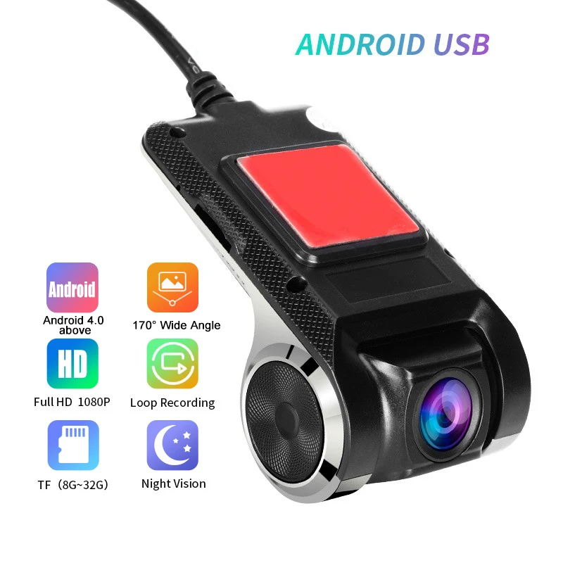

1080P HD Car DVR Camera Android USB Car Digital Video Recorder Camcorder Hidden Night Vision Dash Cam 170° Wide Angle Registrar