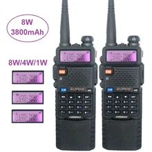 8W High Power Baofeng UV-5R Walkie Talkie Amateur Radio Scanner VHF UHF CB Radio Comunicador USB Woki Toki 3800mAh UV5R Hunting