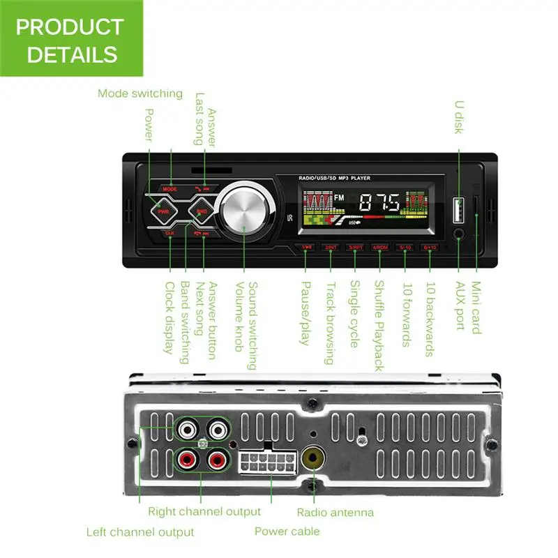 Fm-передатчик модулятор стерео аудио плеер Bluetooth автомобильный Радио MP3-плеер Поддержка AUX U диск дистанционного управления