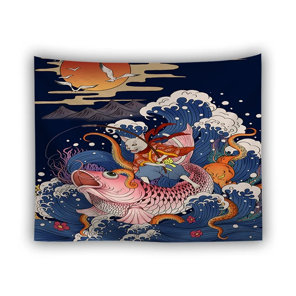 3 Гобелен в японском стиле, Ukiyo-E, Череп, змея, Кит, психоделика, канагава, волны, протез, хиппи, гобелен, мандала, Настенный Ковер - Цвет: 3