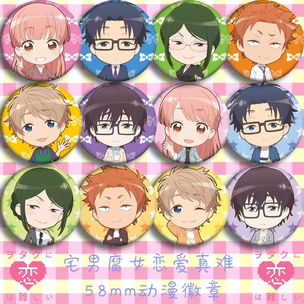 1 шт. 58 мм Wotakoi: Love is Hard for Otaku Momose Narumi Nifuji Hirotaka значки брошь булавки spilla