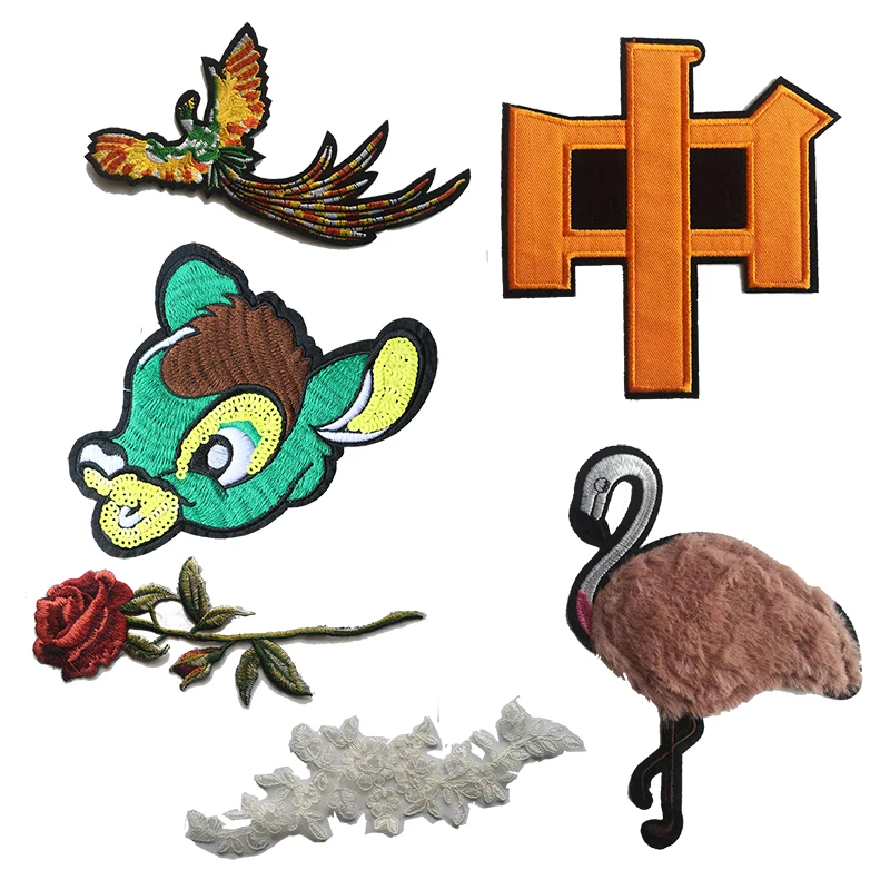 

Cartoon Decorative Flamingo, rose, cow icon Embroidered Applique Patches For DIY Iron on Badges Stickers on backpack,the clothes