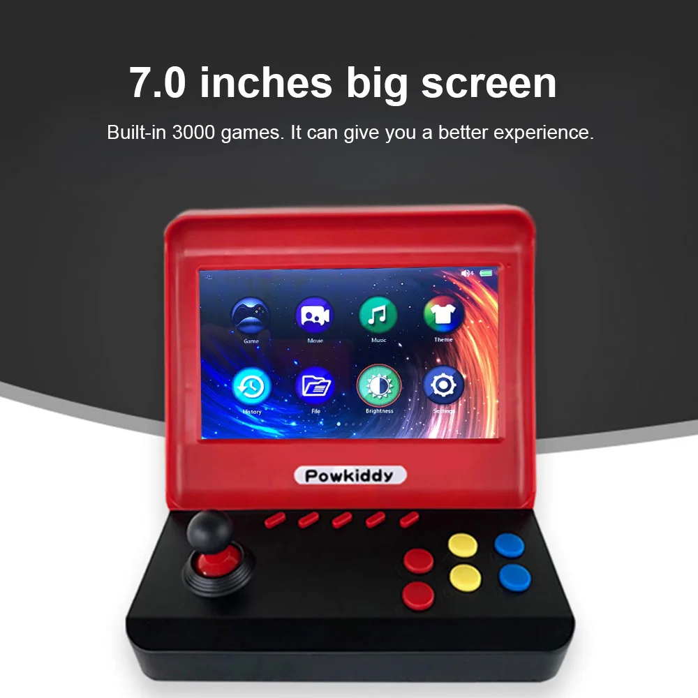 Игровая приставка Powkiddy A9, видеоигра, Классический ретро плеер, 7,0 дюймов, HD экран с 3000 играми с двумя геймпадами, поддержка TF карты