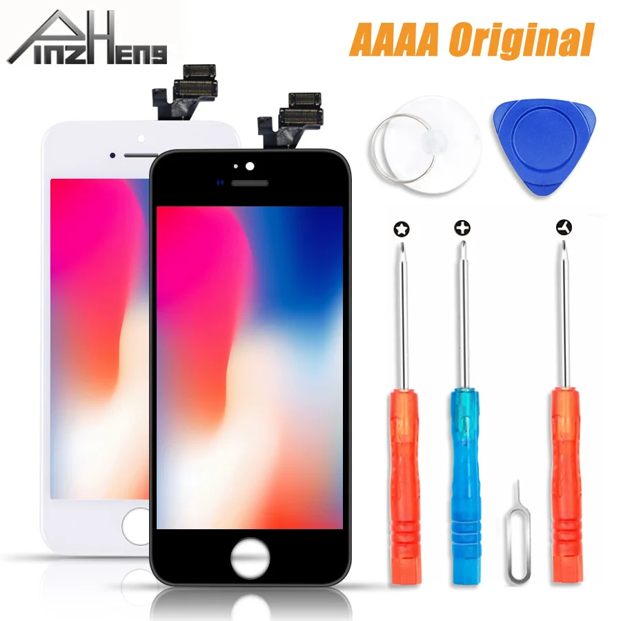 Дешево Оригинальный ЖК экран PINZHENG 100% AAAA для iPhone 5S, 5, SE, 5C, ЖК дисплей, дигитайзер, сенсорный модуль, 5S, SE, экран, замена s