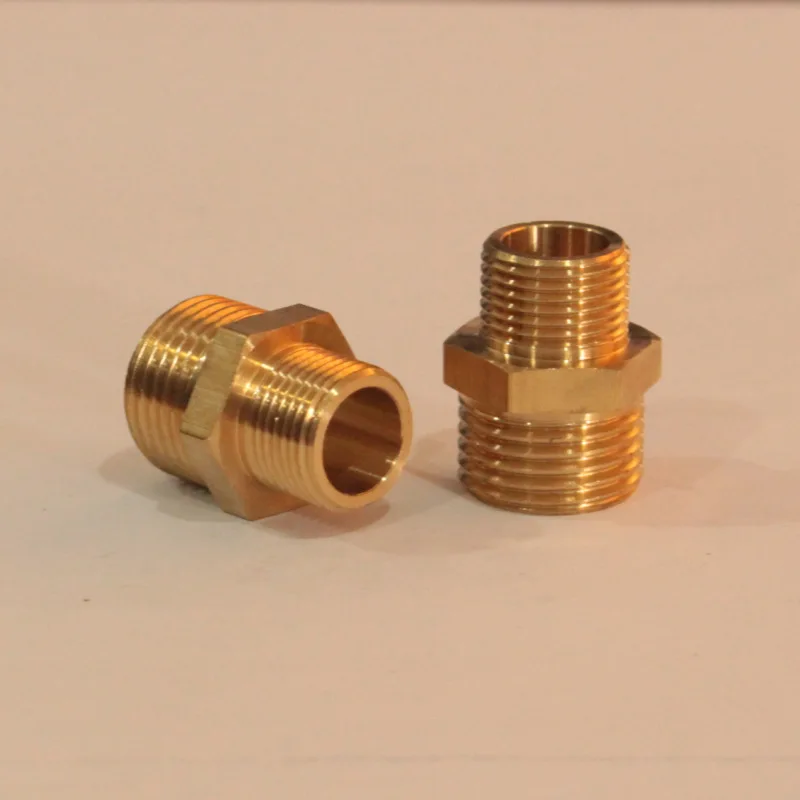 Thick-) 58-3 Brass Reducing External Teeth Straight Joint Double Wire Straight-through valve outside Silk Copper Fittings