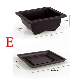 

Flower Pot Balcony Square/Rectangle Bonsai Bowls Nursery Basin Planter&Tray Set