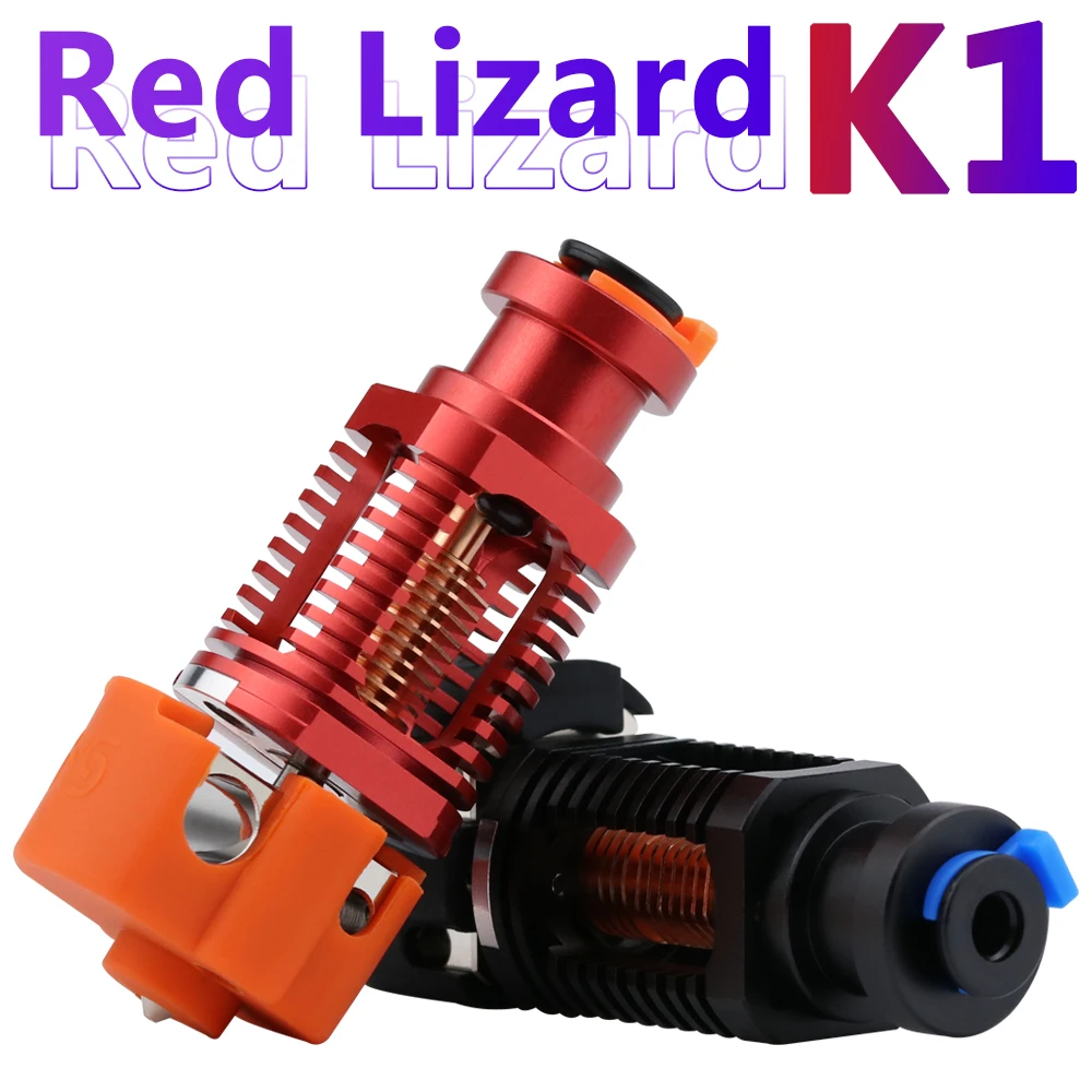 3D Printer Red Lizard k1 V6 Hotend Assembled Plated Copper Hotend for Ende3 V2 Extruder Voron Prusa I3 MK3 Titan Bowden Extruder