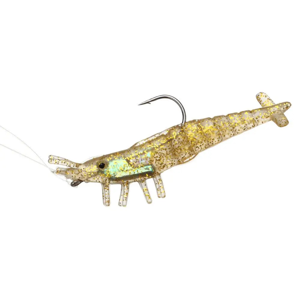 2pcs PVC 10g Luminous Lifelike Artificial Luminescent Shrimp Fishing Lures  Single Hook Soft Flat Claw/classic