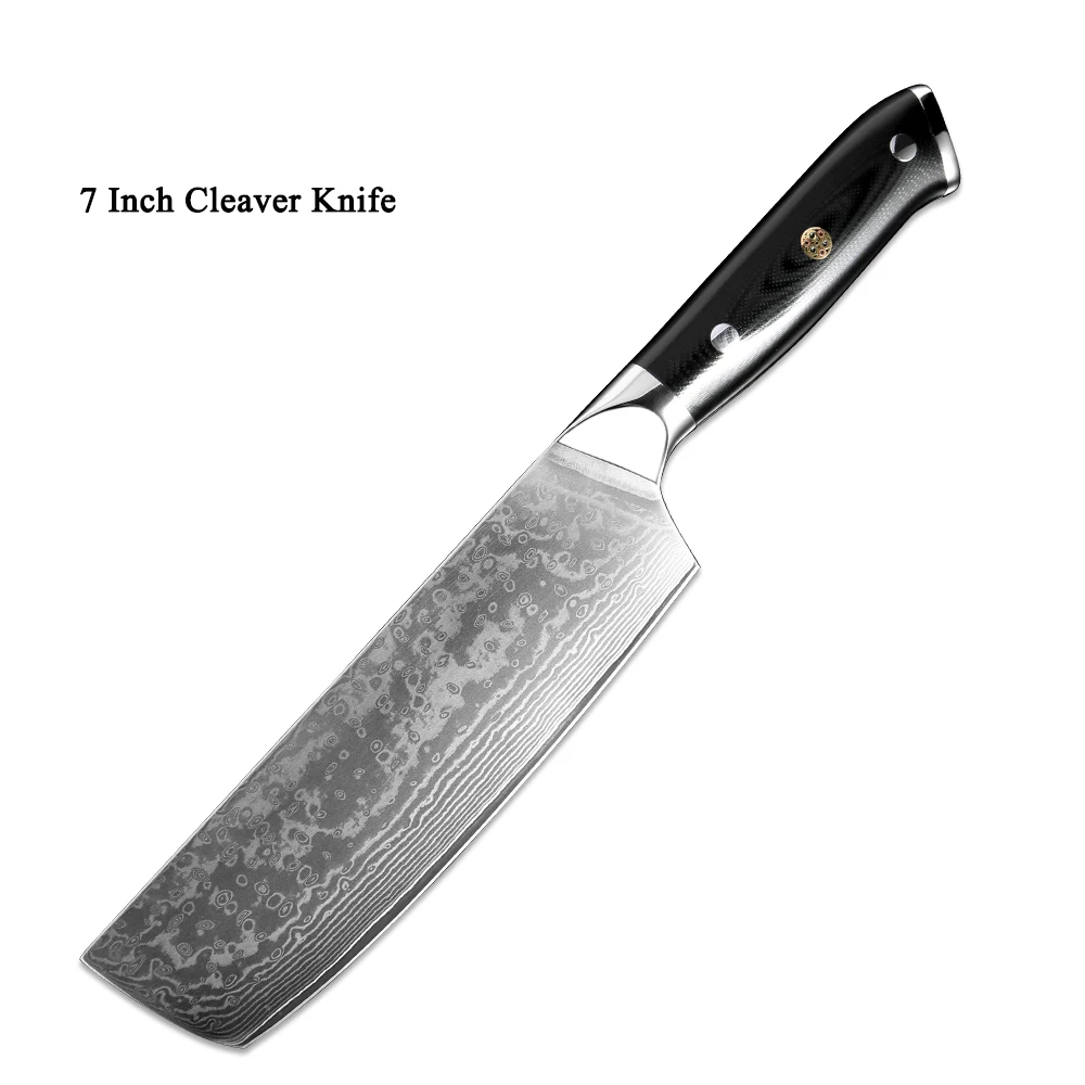 7 Inch Cleaver Knife XITUO дамасский стальной кухонный нож повара VG10 Профессиональный японский сантоку суши Кливер ножи для чистки овощей и фруктов набор G10 ручка - Цвет: 7 Inch Cleaver Knife