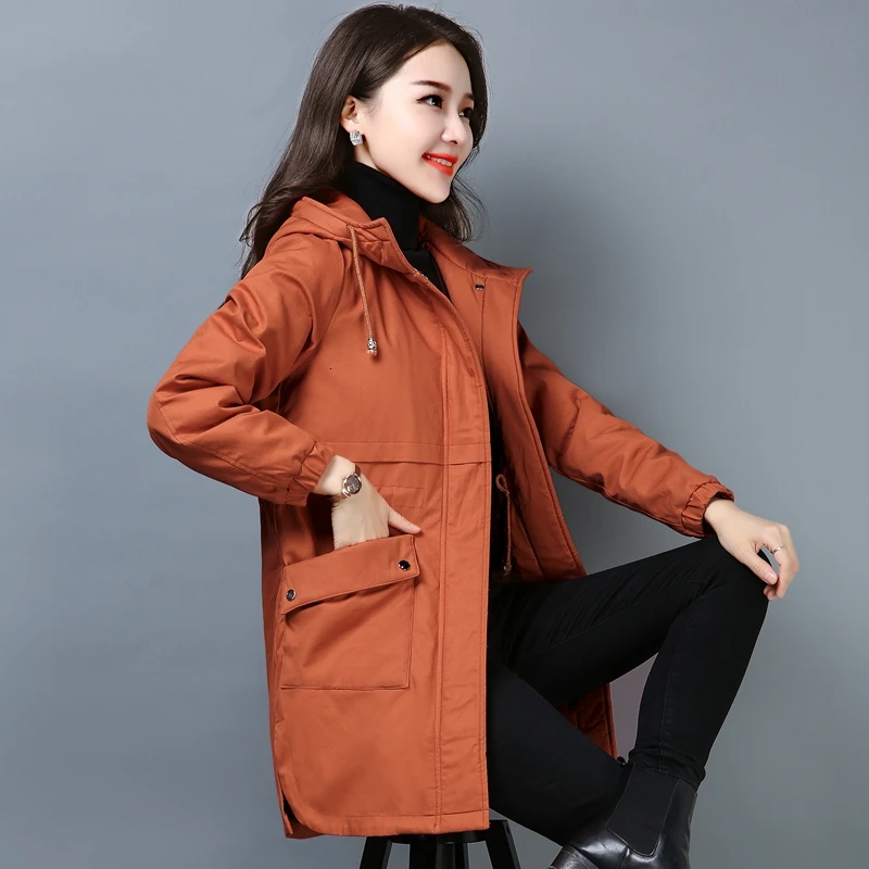 Hot Brand Plus velvet Parkas Jackets Women's Winter New Loose Hooded Coats Female Thick Warm Down Cotton Long Outwear LZ065