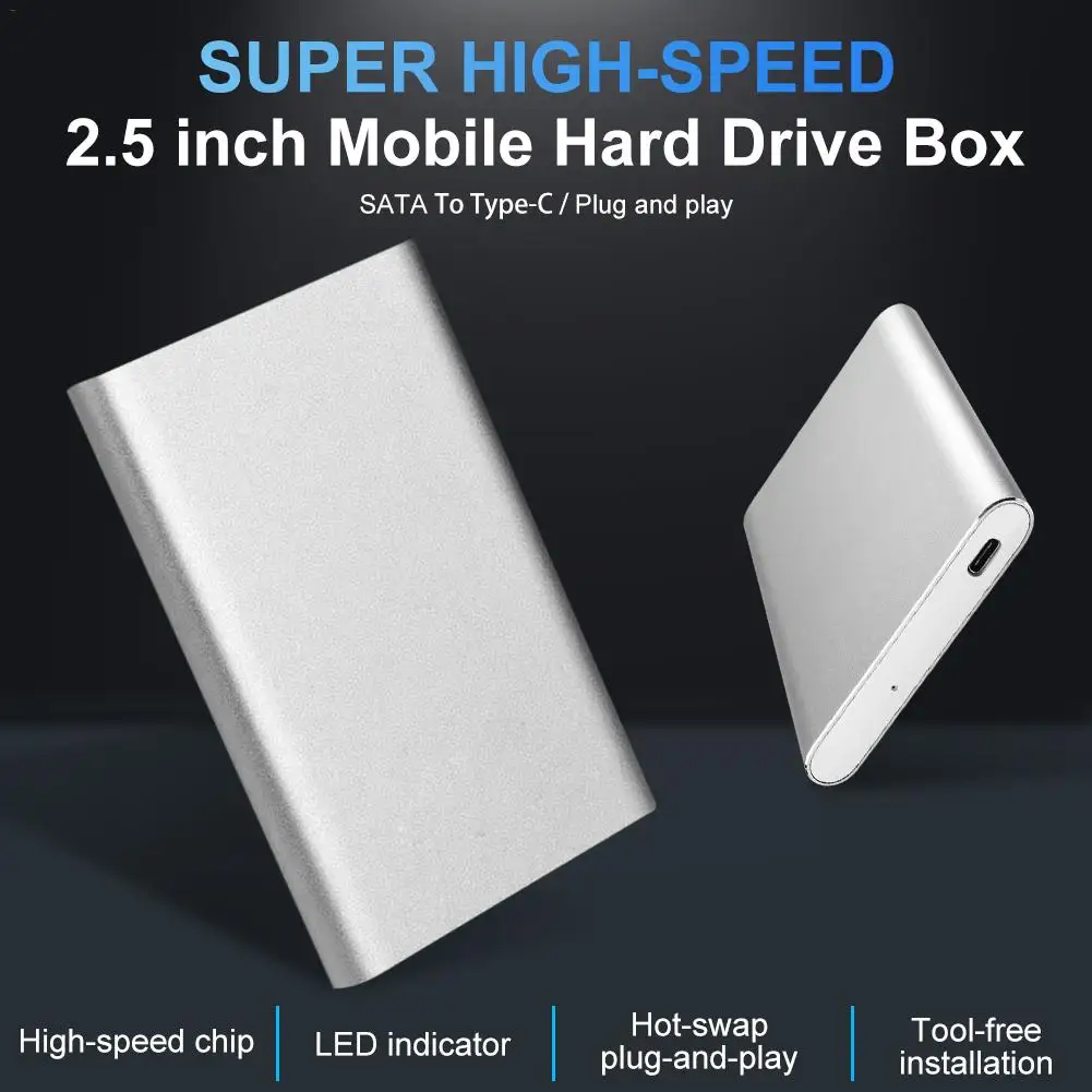 TYPE-C Mobile Hard Disk Box 2.5 Inch Laptop Stainless Steel External Shell Reader For Scratches Prevention