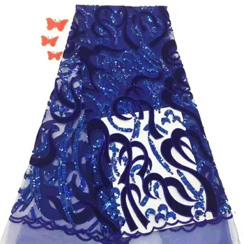 

African Lace Fabrics With velvet 2019 High Quality French Tulle Lace Fabric nigeria Lace For Wedding Dresses 5 yards