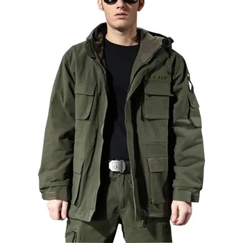 

Military Uniform Men's M65 Trench Coat Male Solid Camouflage Wadded 101st Airborne Force Fleece Jacket Coat Men Clothing