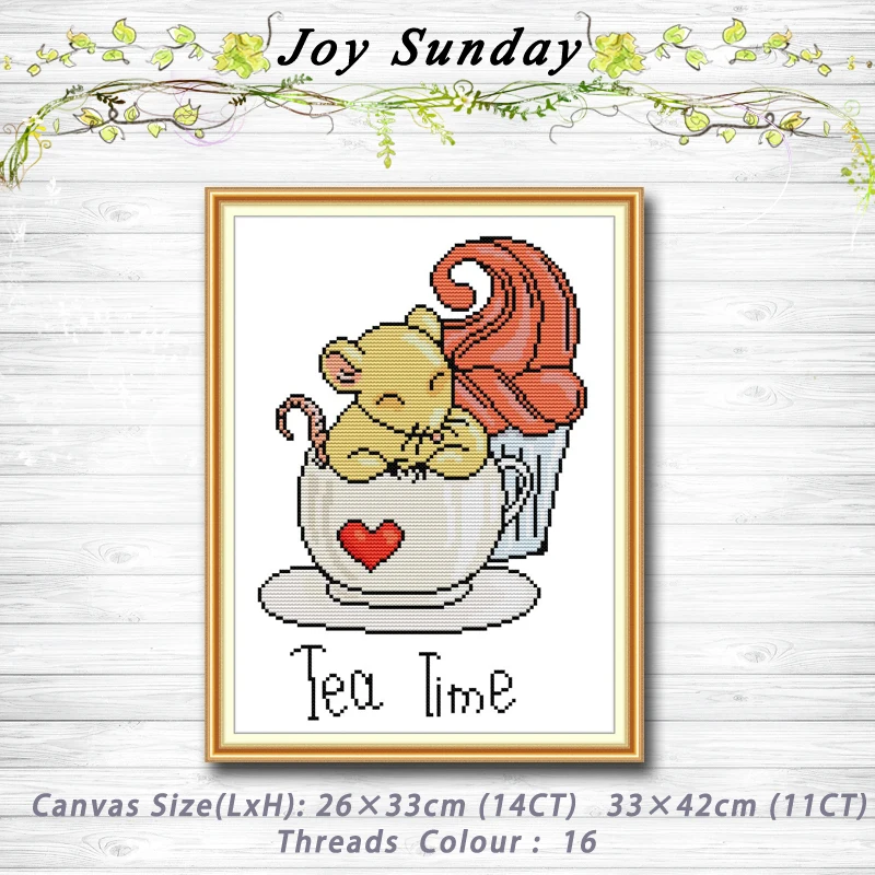 

Afternoon Tea cartoon decor Patterns 14CT 11CT Counted Cross Stitch Sets embroidery sets Needlework kits Home decor