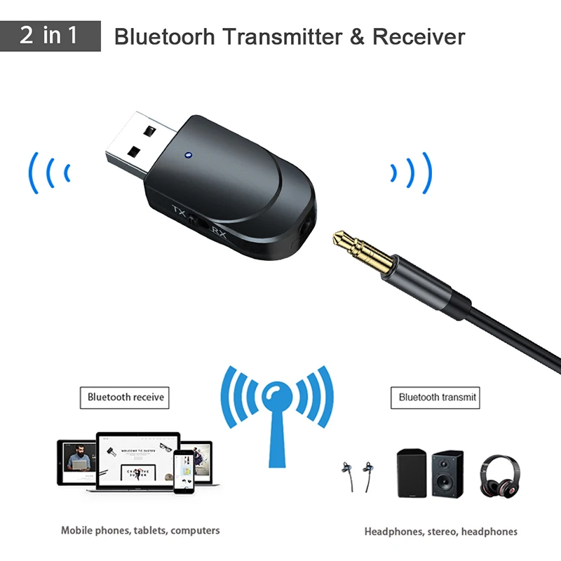 Bluetooth 5,0 передатчик приемник Мини AUX стерео адаптер для автомобиля Музыка ТВ XR649
