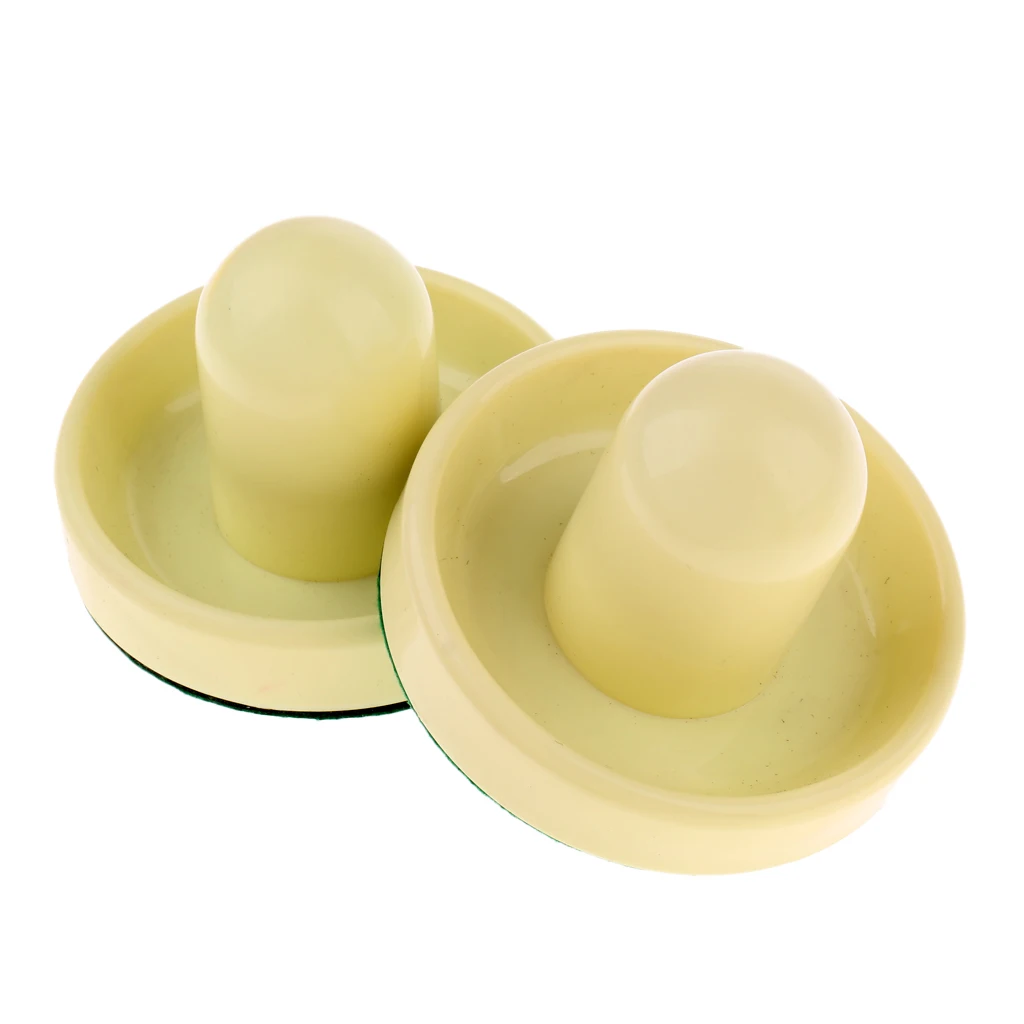 2 Packs 95mm Air Hockey Replacement Felt Pushers Handles Paddles Beige